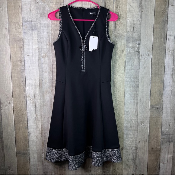 DKNY SZ 6 Sleeveless V-Neck Zip Front & Back Zippered Closure Fit & Flare Dress - Picture 1 of 15